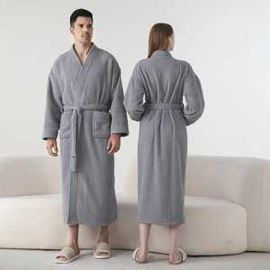 Bathrobe Manufacturer Wholesale Flannel Nightgown Couple's Thick and Elongated Nightgown Men's and Women's Plus Fat Sleepwear