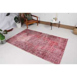 Turkish Vintage Area <b>Rug</b> 4x6.6 ft, Red <b>Black</b> Striped <b>Rug</b> - Product Image 2