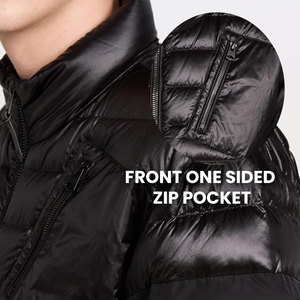 Chaqueta de plumón para hombre con cierre de cremallera, chaqueta acolchada cálida e impermeable para invierno con mezcla de comodidad y estilo - Product Image 4