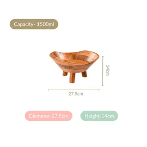Cuenco grande redondo de madera con patas largas para servicio de alimentos y cocinas domésticas disponibles a precios al por mayor - Product Image 4