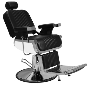 Sillón <span class=keywords><strong>de</strong></span> Barbería Negro, Moderno y Vintage, Reclinable, <span class=keywords><strong>de</strong></span> Cuero PU, con Reposapiés Ajustable, Bomba Hidráulica Profesional, para Hotel - Product Image 1