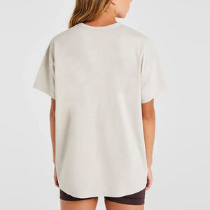 Venta caliente Beige Oversize mujeres atletismo manga corta Camiseta suave ligero y diseñador ajuste relajado gimnasio Fitness entrenamiento camiseta - Product Image 2