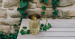 Verres à bière Moscow Mule classiques de 18 oz avec poignée en laiton pur Chope en verre doré avec un look de luxe unique pour les cadeaux d'eau - Product Image 5