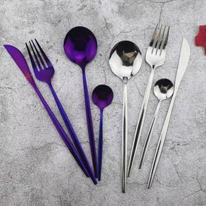 Ensemble de couverts en acier inoxydable durable avec manche arrondi violet pour hôtels, restaurants, cafés, usage quotidien et présentation de table professionnelle en provenance d'Inde - Product Image 4