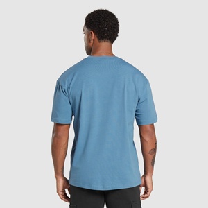 Men's Custom Graphic Vintage Cotton Boxy Pullover Oversized Short Sleeves Loose Fit Drop Shoulder Rounded Knitted T-Shirt - Product Image 5