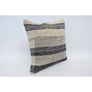 Almohada de lana de lujo de 14x14, cojín de retazos Kantha Beige con patrón esponjoso Vintage para ropa de cama, decoración de sofá, tejido portátil de 18x18 pulgadas - Product Image 3