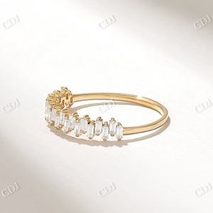 แหวนเพชรสไตล์บาแกตต์สำหรับหมั้น,แหวนเพชรครึ่งนิรันดรคุณภาพสูง - Product Image 1