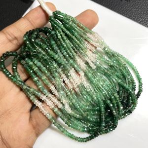 Cuentas sombreadas Rondelle facetadas de Esmeralda verde al por mayor, piedras preciosas naturales de 3-3,5mm de 16 pulgadas para manualidades - Product Image 2
