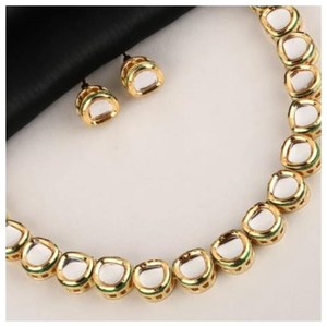 Indian Choker Kundan Turquoise Alloy Choker Necklace Earrings Jewelry <b>Women</b> Wholesale <b>Jewellery</b> <b>Set</b> Trendy Geometric Engagement - Product Image 2