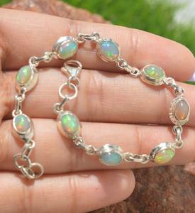 Natural Ethiopian Opal 925 Sterling Silver Adjustable Bracelet Handmade Gemstone Jewelry Elegant <b>Gifts</b> Women - Product Image 4