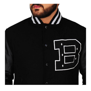 Wholesale Price Custom Men's Baseball Varsity <b>Jacket</b> <b>Long</b> Sleeves Plain Design Front Waterproof Windproof <b>Leather</b> <b>Jacket</b> for - Product Image 2