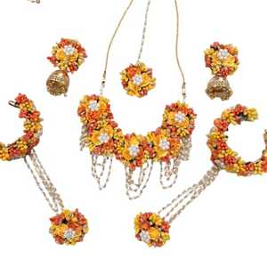 Conjunto de Collar de Jazmín Artificial Hecho a Mano para Novia y Damas de Honor, Joyería Gajra para Mujeres, para Celebraciones de Mayon Haldi y Eventos - Product Image 1