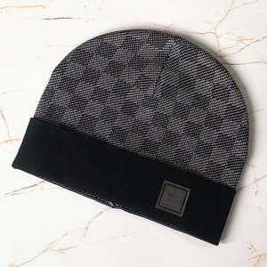 New Arrival Designer <b>Winter</b> <b>Cap</b> Soft Warm Knitted Beanie Hats Letter Printed Checkerboard Digital Cuffed Style Plaid Checked - Product Image 3