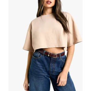 Camiseta con cuello redondo para mujer, ropa informal de alta calidad para mujer, camisetas de nuevo estilo, camisetas nuevas con logotipo personalizado - Product Image 4