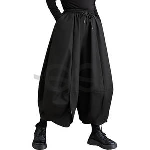 Femmes Puffy Cordon Taille Élastique Goutte Entrejambe Hakama Harem Pantalon Large Jambe Élégant Confortable Casual Bas Occasion - Product Image 1