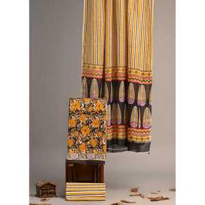 Conjunto de traje de algodón para mujer con estampado Jaipuri y dupatta de algodón - Product Image 1