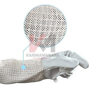 Guantes Largos de Apicultura con Palma de Piel de Cabra y Mangas de Lona Transpirable, Equipo de Seguridad - Product Image 4