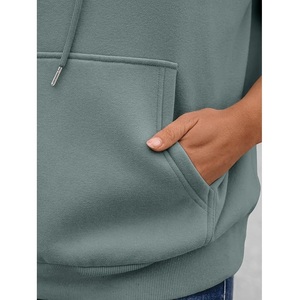 Nueva colección de mujeres 100% algodón manga larga cuello redondo hombro pendiente sólido cómodo pulóver Sudadera CON CAPUCHA DE Bangladesh - Product Image 5
