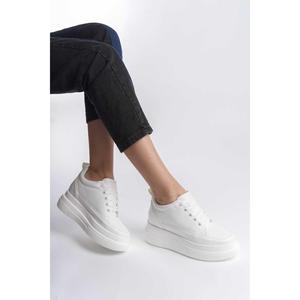 Scarpe da ginnastica donna con tacchi nascosti crema per la pelle
