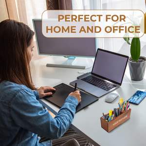 Organisateurs de bureau en bois pour la maison et l'école Porte-crayons en bois de taille parfaite avec 3 compartiments Nom personnalisé en bois - Product Image 6