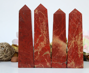 Venta al por mayor de alta calidad gran jaspe rojo piedra obelisco cuarzo cristal varita puntos Feng Shui Decoración - Product Image 3