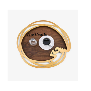 Plateau à chocolat en bois et en métal pour accessoires de table plateau de service spécial Ramadan de la plus haute qualité - Product Image 1