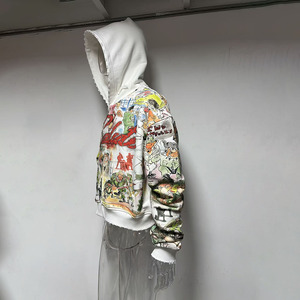 Custom Men's <b>Zip</b>-Up Hoodie 100% Cotton Fleece 360g Breathable Winter Streetwear Digital Printed OEM - Product Image 2