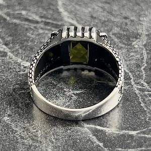 Handmade <b>Silver</b> Turkish Vintage Style <b>Men's</b> <b>Ring</b> with Green Peridot Square Cut Gemstone <b>Mens</b> Jewelry Gift - Product Image 6