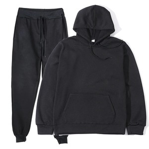 2024 conjunto de ropa deportiva para hombre patrón sólido Sudadera con capucha pulóver sudadera y pantalones de chándal Otoño Invierno 2 piezas Hip Hop chándal - Product Image 2