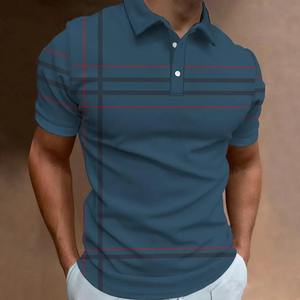เสื้อโปโลแขนยาวปักลายทางสำหรับผู้ชาย, เสื้อโปโลสวมใส่สบายระบายอากาศได้ดีและใส่ได้หลากหลายฤดูร้อนไซส์ใหญ่พิเศษ - Product Image 3