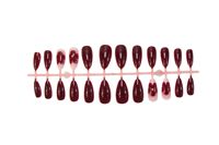 Faux Ongles de Luxe Faits Main en Gros, 24 Pièces, Forme Amande Simple, Fleur Rouge avec Diamant, à Coller