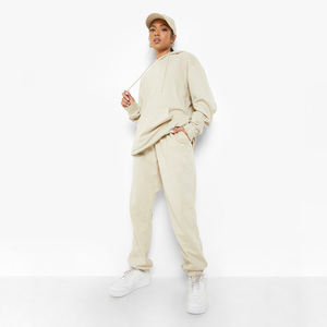 Sudadera con capucha y pantalones de chándal informales con hombros caídos y bordado de letras de alta calidad populares de nueva moda al por mayor para mujer - Product Image 6