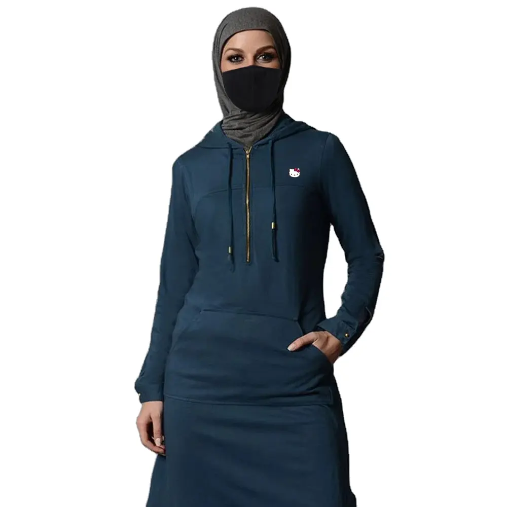 เสื้อสเวตเตอร์มีฮู้ดสำหรับผู้หญิงเสื้อผ้ามุสลิมไซส์ใหญ่พิเศษทันสมัย