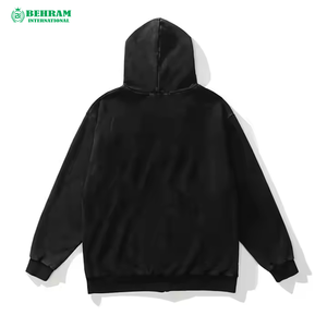 Sweat à capuche zippé d'hiver de qualité supérieure, coupe oversize, effet délavé soleil et usé, style streetwear, en molleton/éponge française, séchage rapide et respirant - Product Image 5