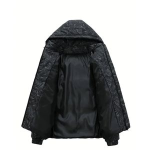 Chaqueta acolchada negra para hombre hecha a medida más exigente de alta calidad, chaqueta acolchada con cremallera completa de invierno cálida a la moda, chaqueta acolchada de poliéster de ajuste Regular - Product Image 3