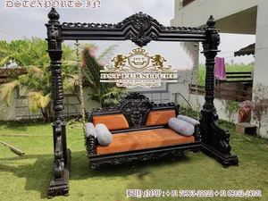 Balançoire d'intérieur Maharaja traditionnel polonais doré antique en bois de teck de qualité supérieure sculpté à la main avec un style moderne - Product Image 6