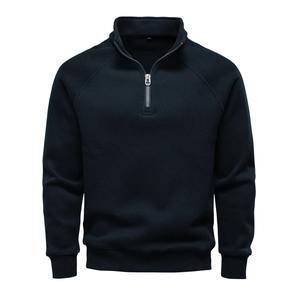Sweat-shirt pour homme à demi-zip personnalisé |   Pull d'hiver uni brodé non doublé |   Pull à col roulé surdimensionné Streetwear 100% coton - Product Image 3