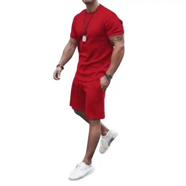 2023 Top Quality Custom Men Summer Tracksuit T Shirt Shorts Set Outfits Casual Two Piece Men's Set by Rooftop Industry