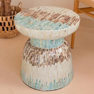 Mesas auxiliares de cama con incrustaciones de concha de mar, suministro de fabricante, mesitas de noche de mosaico de nácar de gran venta - Product Image 4