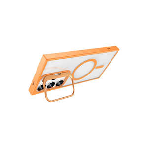 Coque de protection antichoc en silicone orange avec béquille intégrée pour Samsung Galaxy S24 Ultra compatible MagSafe - Product Image 4