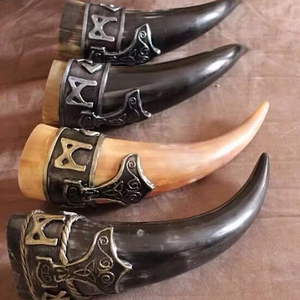 Cuerno para beber vikingo hecho a mano de cuerno Real Natural pulido de la mejor calidad hecho por artesanía de exportación de la India - Product Image 1