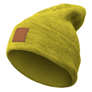 Bonnet bonnet en chanvre tricoté avec empiècements en cuir pour femmes au design personnalisé vente en gros - Product Image 2