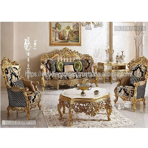 Ensemble de meubles de salon de style royal persan, taille personnalisée, dernier canapé, DST Exports, style bungalow luxueux, canapés en bois noir et or - Product Image 3
