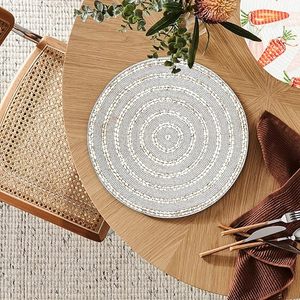 Classic Style Attractive Silver Glass <b>Beaded</b> <b>Placemat</b> Mats Pads for Wedding Parties New Year & Christmas-Whole Sale Price - Product Image 5