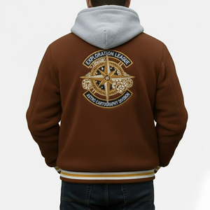Chaqueta Universitaria de Forro Polar de Alta Calidad para Hombre, Chaqueta de Invierno con Logotipo Personalizado, Bordado de Chenilla, Estilo Letterman de Béisbol - Product Image 2