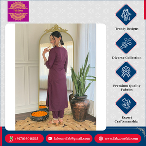 Diseño llamativo Rayón de viscosa pura de calidad superior con codificación de secuencia Trabajo de bordado Kurti & Dupatta Set de India - Product Image 3