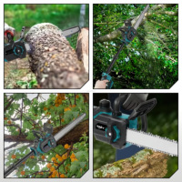 Scie à chaîne télescopique sans fil de 12 pouces, scie électrique pour l'élagage avec tige extensible pour la coupe d'arbres et la coupe de branches