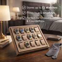Boîte de rangement raffinée pour montres avec un intérieur soigné pour une placement sur le bureau et une présentation aux collectionneurs