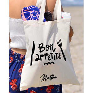 กระเป๋าผ้าฝ้ายลาย Bon Appetite สำหรับร้านเบเกอรี่ - Product Image 3
