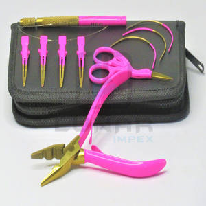 Kit de herramientas de extensión de cabello de Venta caliente rosa con plasma dorado en color con etiquetado de marca personalizado gratuito en herramientas y en kits - Product Image 5